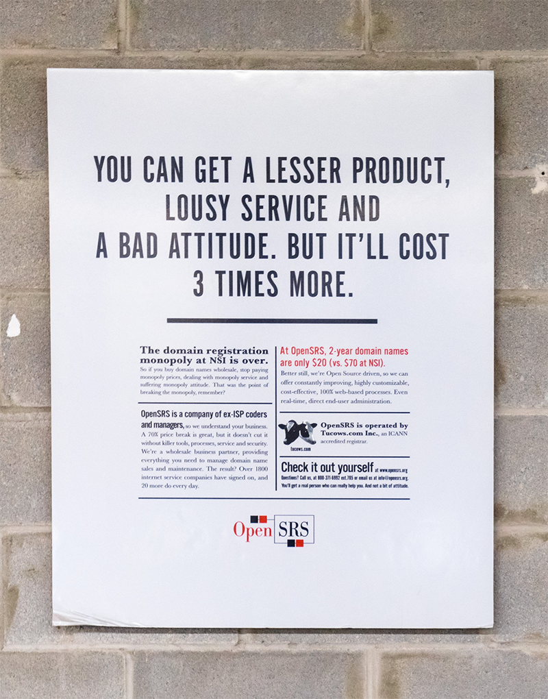 Vintage OpenSRS advertisement.